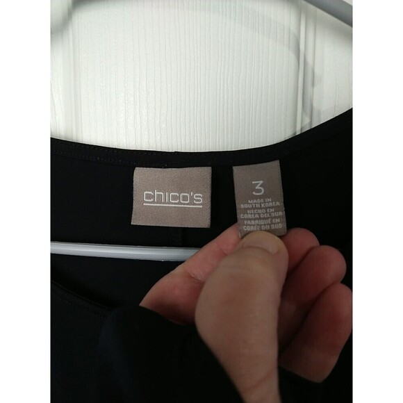 Chicos Black Keyhole Neck Hi Low Hemline. Size 3/L - Picture 5 of 11